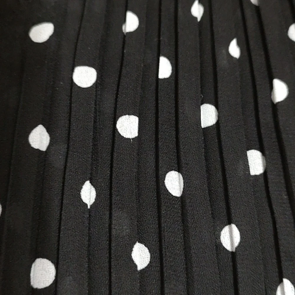 Sunny Leigh Black and White Polka Dot Sheer Short Sleeve Blouse
